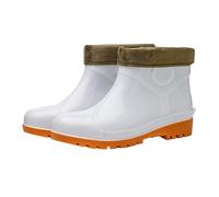 Bottes de pluie courtes pour homme avec doublure chaude et imperméable | Col souple pliable, intérieur chaud, coque imperméable en caoutchouc, chaussures de marche confortables en plein air par