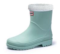 Bottes de pluie doublées d'hiver avec bord renforcé et semelle antidérapante, bottes en caoutchouc mi-mollet pour, vert, 36 EU