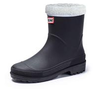 Bottes de pluie doublées d'hiver avec bord renforcé et semelle antidérapante, bottes en caoutchouc mi-mollet pour, Noir , 37 EU