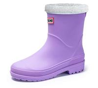 Bottes de pluie doublées d'hiver avec bord renforcé et semelle antidérapante, bottes en caoutchouc mi-mollet pour, lilas, 37 EU