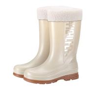 Bottes de pluie doublées mi-hautes en caoutchouc imperméables pour femme | Chaussures d'hiver en caoutchouc avec doublure intérieure amovible, bottes de pluie élégantes et tendance pour les jours de