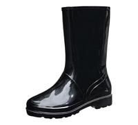 Bottes de pluie en caoutchouc pour femme - Bottes de pluie mi-hautes imperméables - Doublure chaude - Chaussures de travail antidérapantes et résistantes à l'abrasion - Semelle épaisse - Bottes de