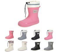 Bottes de pluie en caoutchouc pour femme - Bottes de pluie moyennes - Imperméables - Antidérapantes - Avec cordon de serrage réglable - Pour l'extérieur, le travail, la pêche, les voyages, Rose, 39 EU