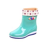 Bottes de pluie en caoutchouc pour femme et adulte - Bottes de pluie tendance - Bottes d'eau tendance - Chaussures de travail de cuisine rembourrées en coton - Chaussures hautes, vert, 37 EU