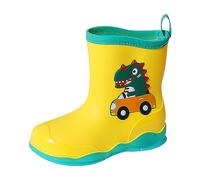 Bottes de pluie en caoutchouc pour garçons et filles | Style à enfiler, dessus imprimé dinosaure, forme bout rond, tige haute et fine, coque extérieure flexible, dessus en PVC