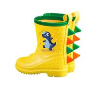 Bottes de pluie en caoutchouc pour garçons et filles | Style à enfiler, dessus imprimé dinosaure, forme bout rond, tige haute et fine, coque extérieure flexible, dessus en PVC