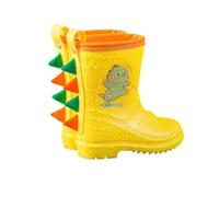 Bottes de pluie en caoutchouc pour garçons et filles | Style à enfiler, dessus imprimé dinosaure, forme bout rond, tige haute et fine, coque extérieure flexible, dessus en PVC