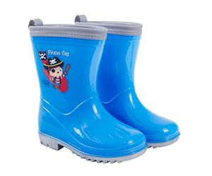 Bottes de Pluie Enfant Couleur Unie avec Pirate - Chaussures Garçon Résistant à l’Eau Impérmeables pour Enfants - Galoches Protection Neige et Boue avec Semelle Antidérapante Grise (Pirate, 28/29 EU)