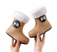Bottes de pluie enfant et femme avec ouverture élastique semelle texturée antidérapante légères confortables pour écolières (Brown, 34 Little Child)