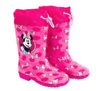 Bottes de Pluie Enfant Minnie Mouse - Chaussure Fillette Impérmeables Rose Fuchsia École Maternelle - Disney Boots Fille avec Cordon de Serrage et Semelle Antidérapante Neige Boue (Fuchsia, 24/25 EU)