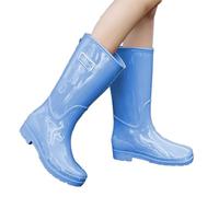 Bottes de Pluie Femme, Extérieur Randonnées Jardinage Bottes Caoutchouc Confortable Antidérapant Bottine Pluie Impermeable Travail Chaussures, Light Blue, 37