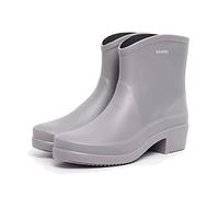 Bottes de Pluie Femme Imperméables Antidérapant Courte Chelsea Boots EVA Caoutchouc Bottines Souple Durable Mode Extérieur Jardin Wellington Gris 38