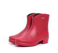 Bottes de Pluie Femme Imperméables Antidérapant Courte Chelsea Boots EVA Caoutchouc Bottines Souple Durable Mode Extérieur Jardin Wellington Rouge 38