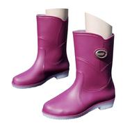Bottes de pluie femmes antidérapantes mi-mollet en silicone confortables pour randonnée camping plage marche travail extérieur toutes saisons (Purple, 40)