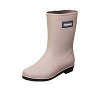 Bottes de pluie for femmes, quatre saisons, mi-tube, imperméables, antidérapantes, en caoutchouc, avec revêtement coton Chaussures