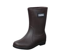 Bottes de pluie for femmes, quatre saisons, mi-tube, imperméables, antidérapantes, en caoutchouc, avec revêtement coton Chaussures