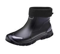 Bottes De Pluie Homme-Bottes De Pluie Tendance, Couleur Unie, Basses, Amovibles, DoubléEs En Polaire, Pour L'ExtéRieur, IdéAles Pour Les Temps Humides