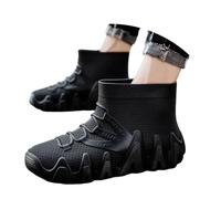 Bottes de Pluie Hommes antidérapantes Professionnelles Semelle épaisse mi-Mollet randonnée pêche Jardinage Caoutchouc imperméables extérieur Travail (Black-2, 45)