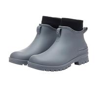 Bottes de pluie imperméables à manches courtes en caoutchouc pour femme, demi-hauteur, semelle extérieure antidérapante pour festival de musique et sorties quotidiennes par temps humide, gris, 40 EU
