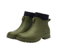 Bottes de pluie imperméables à manches courtes en caoutchouc pour femme, demi-hauteur, semelle extérieure antidérapante pour festival de musique et sorties quotidiennes par temps humide, Vert, 40.5 EU