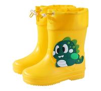Bottes de pluie imperméables en caoutchouc Design dinosaure 3D Bottes mi-hautes respirantes et légères Semelle antidérapante pour filles et garçons - Unisexe
