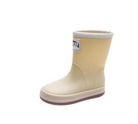 Bottes de pluie imperméables et isolées pour enfants avec semelle antidérapante et semelle en caoutchouc - Confortables - Couleur unie - Chaussures décontractées, Beige (01), 23 EU