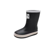 Bottes de pluie imperméables et isolées pour enfants avec semelle antidérapante et semelle en caoutchouc - Confortables - Couleur unie - Chaussures décontractées, 01 Noir, 31 EU