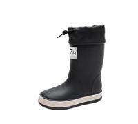Bottes de pluie imperméables et isolées pour enfants avec semelle antidérapante et semelle en caoutchouc - Confortables - Couleur unie - Chaussures décontractées, 02 Noir, 23 EU