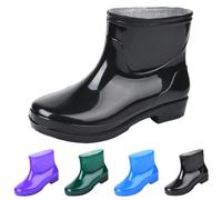 Bottes de pluie imperméables pour femme - Bottes de jardin courtes multifonctionnelles - Bottines Chelsea courtes à enfiler - Bottes en caoutchouc légères pour la marche, Noir , 39 1/3 EU