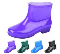 Bottes de pluie imperméables pour femme - Bottes de jardin courtes multifonctionnelles - Bottines Chelsea courtes à enfiler - Bottes en caoutchouc légères pour la marche, violet, 39 EU