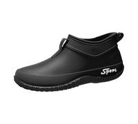Bottes de pluie imperméables pour femme - Bottes en caoutchouc courtes - Antidérapantes - Résistantes à l'abrasion - Chaussures de pluie à pied large - Chaussures de pluie à enfiler - Chaussures en