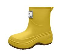 Bottes de pluie larges pour femme - Antidérapantes - Imperméables - Coupe-vent - Résistantes à l'abrasion - Confortables - En caoutchouc - Semelle épaisse - Bottes de jardin, jaune, 38 EU