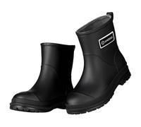 Bottes de pluie mi-hautes en caoutchouc pour femme - Chaussures de pluie courtes et larges - Chaussures de jardin élastiques - Semelles souples - Chaussures de randonnée plates - Bottes de pluie