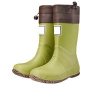 Bottes de pluie mi-hautes en caoutchouc pour filles idéales pour la randonnée et le camping avec une semelle antidérapante et un design confortable d'extérieur (Green, 33/240mm)