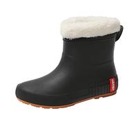 Bottes de pluie mi-hautes pour étudiant - Chaudes et antidérapantes - Chaussures d'eau en velours - Chaussures en caoutchouc - Doublure en polaire pour femme, Noir , 38 EU