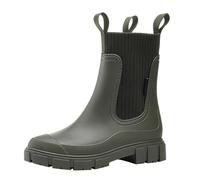 Bottes de pluie mi-hautes pour femme - Bottes en caoutchouc monochrome tendance - Antidérapantes - Semelle épaisse - Légères et confortables - Chaussures de travail coupe-vent et résistantes à