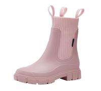 Bottes de pluie mi-hautes pour femme - Bottes en caoutchouc monochrome tendance - Antidérapantes - Semelle épaisse - Légères et confortables - Chaussures de travail coupe-vent et résistantes à