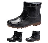 Bottes de pluie mi-hautes pour homme - Bottes en caoutchouc chaudes confortables - Semelle épaisse - Antidérapantes - Bottes courtes en caoutchouc résistant à l'abrasion - Chaussures de travail