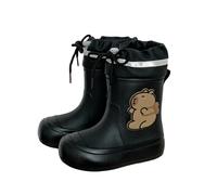 Bottes de Pluie mi-Mollet pour Filles imperméables et antidérapantes idéales pour école extérieur Printemps été Automne Confortables Enfants 6 à 10 Ans (Black, 23)