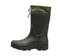 Bottes de pluie mi-mollet pour homme avec cordon de serrage - Imperméables - Noir - Chaussures de jardin rétro pour la pêche et la marche