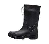 Bottes de pluie mi-mollet pour homme avec cordon de serrage - Imperméables - Noir - Chaussures de jardin rétro pour la pêche et la marche, Noir , 40 2/3 EU