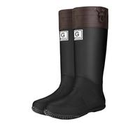 Bottes de pluie pliables mi-mollet pour femme - Bottes de pluie imperméables en caoutchouc avec manchette réglable et cordon de serrage - Bottes montantes au genou pour festival et jardinage