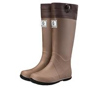 Bottes de pluie pliables mi-mollet pour femme - Bottes de pluie imperméables en caoutchouc avec manchette réglable et cordon de serrage - Bottes montantes au genou pour festival et jardinage