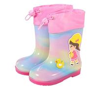Bottes de Pluie pour Enfants Antidérapant Imperméable Chaussures Mixte Enfant Basic Bottines Fille Avec Sympathique Imprimé Matériau PVC Détails Réfléchissants Garçons et Filles