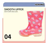 Bottes de pluie pour enfants imperméables, convenant aux garçons et aux filles. Motif mignon et transparent de dessin animé d'amour. Chaussures d'eau à semelle souple, adaptées pour les jours de pluie