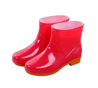 Bottes de pluie pour femme - Chaussures de camp en caoutchouc - Bottes d'eau pour femme - Couleur unie - Tube court antidérapant - Chaussures de pluie larges - Chaussures aquatiques légères, rouge, 40