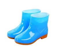 Bottes de pluie pour femme - Chaussures de camp en caoutchouc - Bottes d'eau pour femme - Couleur unie - Tube court antidérapant - Chaussures de pluie larges - Chaussures aquatiques légères, bleu, 37