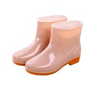 Bottes de pluie pour femme - Chaussures de camp en caoutchouc - Bottes d'eau pour femme - Couleur unie - Tube court antidérapant - Chaussures de pluie larges - Chaussures aquatiques légères, kaki, 38