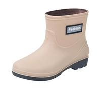 Bottes de pluie pour femme - Courtes - En caoutchouc - Antidérapantes - Imperméables - Chaudes - Confortables - Pour l'extérieur, le jardinage, l'agriculture, la pêche, beige, 37 EU