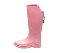 Bottes de pluie pour femme - En caoutchouc - Bottes mi-hautes - Antidérapantes - Imperméables - Bottes de sécurité minimalistes - Avec plateforme - Bottines à enfiler, Rose, 43 EU